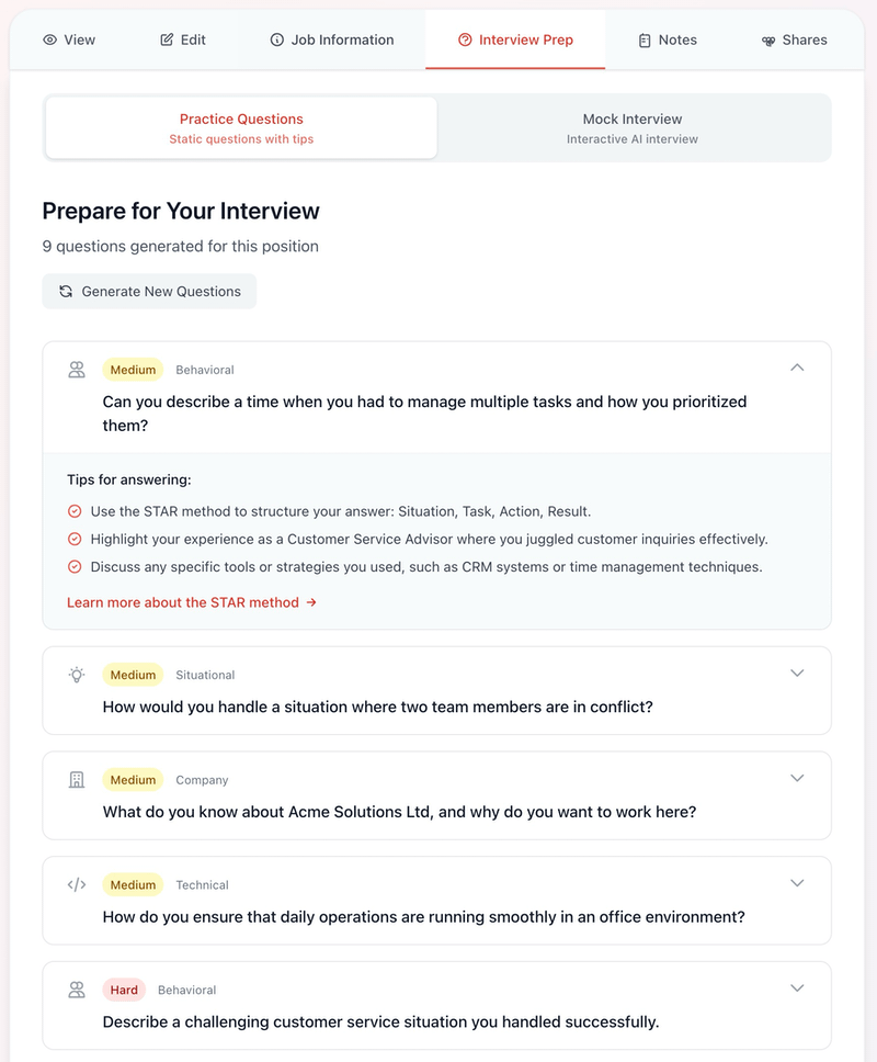 Interview prep example